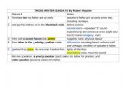 English Worksheet: Those winter Sundays