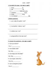 English Worksheet: CAN - CAN�T