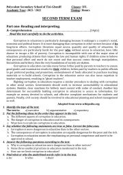 English Worksheet: ethics in education