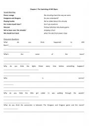 English Worksheet: Stranger Things Chapter 1 The Vanishing of Will Byers