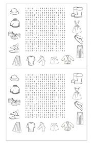 Clothes wordsearch