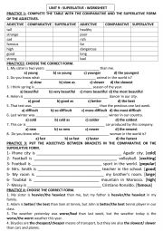 SUPERLATIVE AND COMPARATIVE ADJECTIVES WORKSHEET