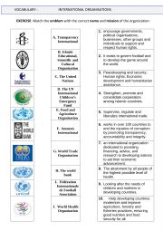 English worksheet: International organisations ex 