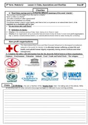 English Worksheet: Moudule 6/ civility/ lesson 5: Clubs associations and charities part2