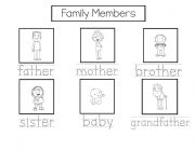 English Worksheet: Family Members Trace Activity