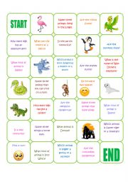 English Worksheet: Animal board game