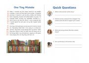 English Worksheet: one tiny mistake- reading comp
