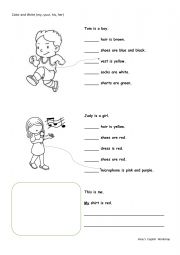 English Worksheet: Color and Write 