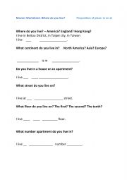 English Worksheet: Address 