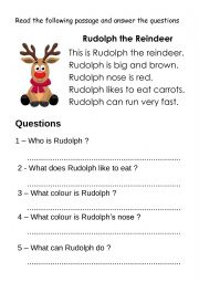 English Worksheet: Christmas Comprehension