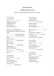 English Worksheet: ABBA - Our last summer worksheet