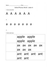 English Worksheet: Oxford Phonics World - Letter A