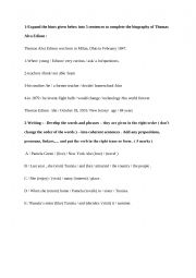 English Worksheet: guided writing , biography