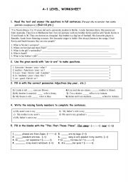 A-1 Level, Worksheet