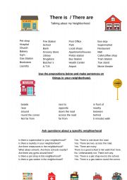 English Worksheet: Talking about my neighborhood