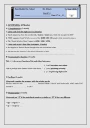 English Worksheet: 2nd Secondary Test for Tunisian Pupils