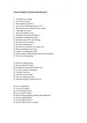 English Worksheet: Present Simpe or Continuous