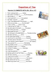 English Worksheet: Prepositions of Time