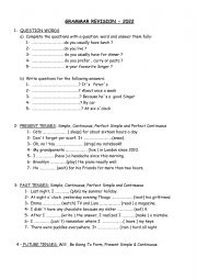 English Worksheet: Grammar revision