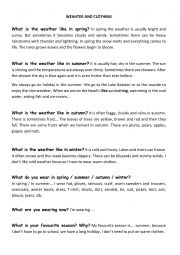 English Worksheet: Talking about weather and clothes.