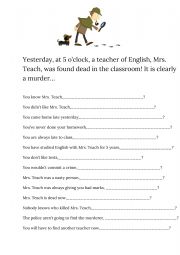 English Worksheet: Controlled practice - tag questions (crime) 