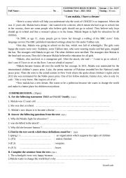 English Worksheet: Malala