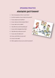 English Worksheet: Speaking practice: housework questions