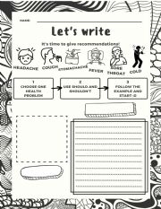 English Worksheet: Writing - giving recommendations - health problems/should-shouldnt