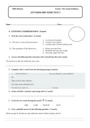 1ST FORM MID TERM 3 TEST