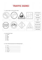 Traffic Signs to colour and label