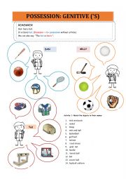 English Worksheet: POSSESSIVE GENITIVE CASE  SPORTS