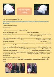 English Worksheet: Pardoning the turkey at Thanksgiving