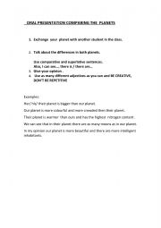 English Worksheet: 2-COMPARING THE PLANETS YOU DESIGNED (ORAL WORK)