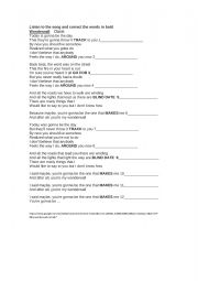 English Worksheet: WONDERWALL OASIS