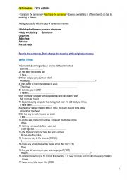 English Worksheet: mixed rephrasing