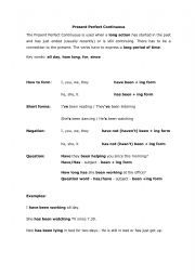 English Worksheet: Present Perfect Continuous