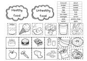 English Worksheet: Cut and paste - Healthy and unhealthy food