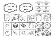 Cut and paste - Healthy and unhealthy food
