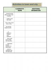 English Worksheet: Activities in city