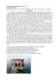 English worksheet: The Maldives