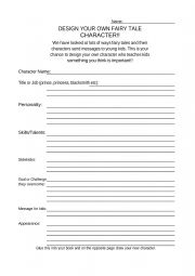 English Worksheet: Design your own fairy tale character