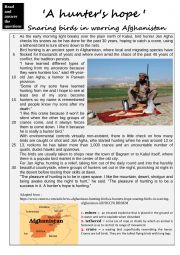 Snaring birds in warring Afghanistan - READING or TEST + key