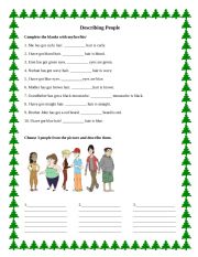 English Worksheet: Describing People and Objective Pronouns