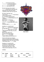 English Worksheet: Summer of 69 Past simple fill in exercise