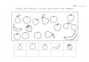 English Worksheet: Fruit couting