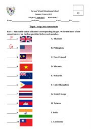 English Worksheet: Flags and Nationalities