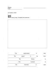 English Worksheet: Let�s make a map!