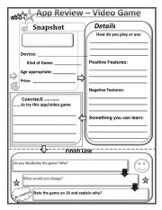 English Worksheet: Video Game/App  Review
