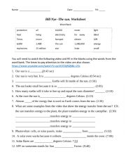 English Worksheet: Bill Nye Cells worksheet