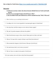 English Worksheet: How to help free North Korea - Video Activity